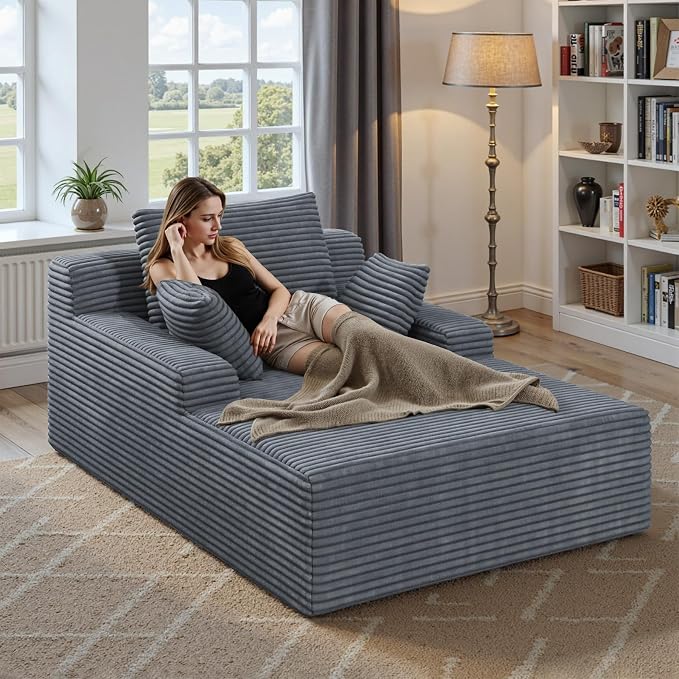 51'' Oversized Chaise Lounge Chair Indoor, Non-Assembly Deep Seat Sofa Bed - Image 7
