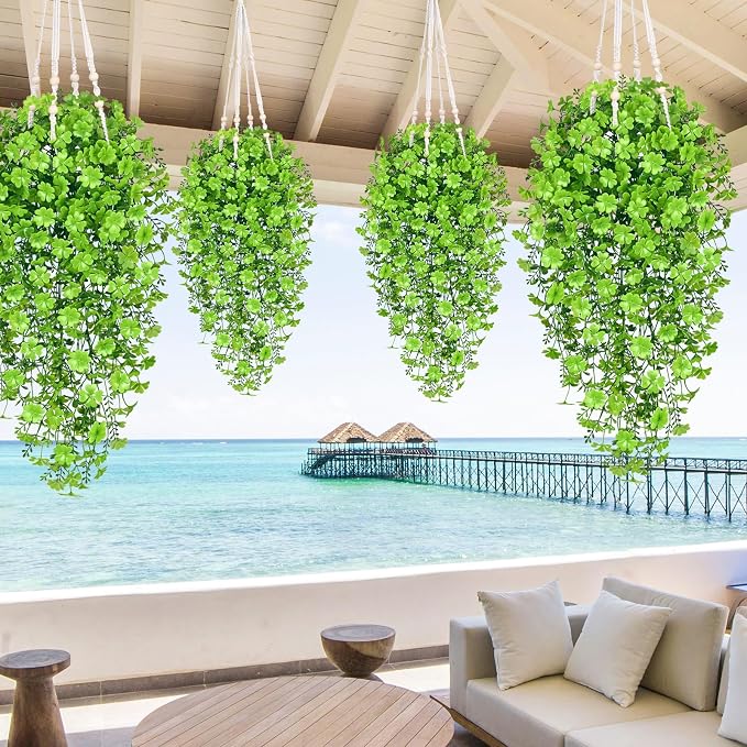 Waipfaru Artificial Hanging Four-leaf clover, Faux Ivy Pothos Vines Greenery - Image 9