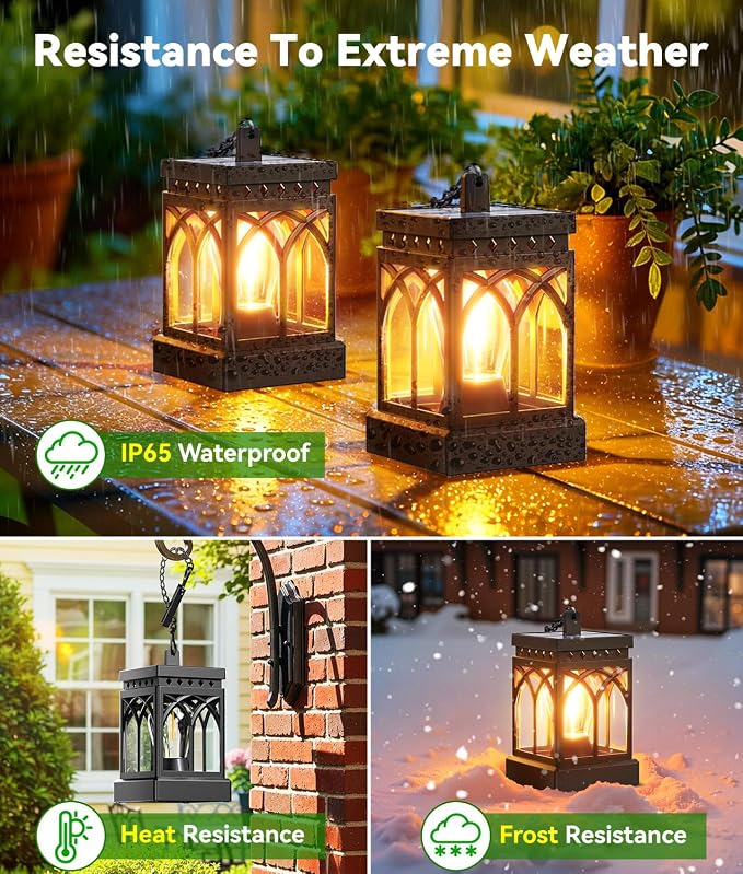 KOOPER 4 Pack Solar Lanterns Outdoor Waterproof, Brighter Hanging Solar Lantern - Image 4