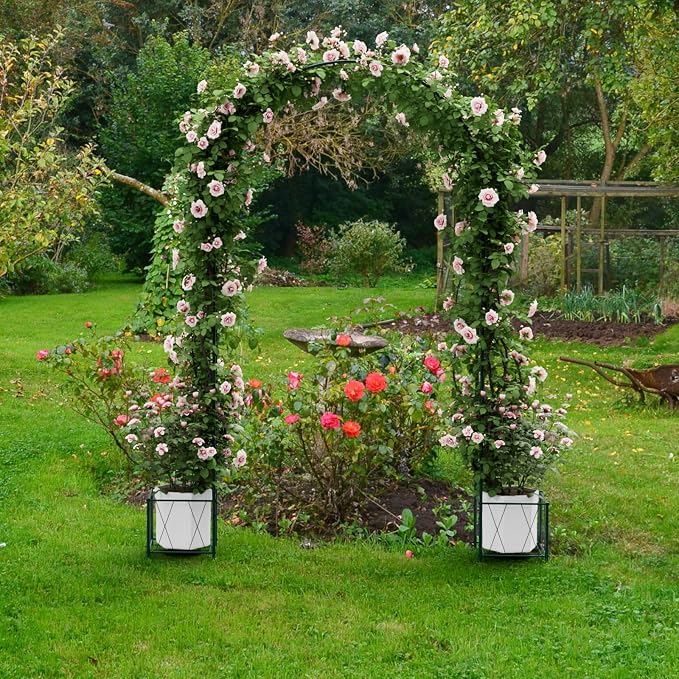 Garden Arch Trellis for Climbing Plants, 8.2 Ft Metal Pergola Arbor - Image 7