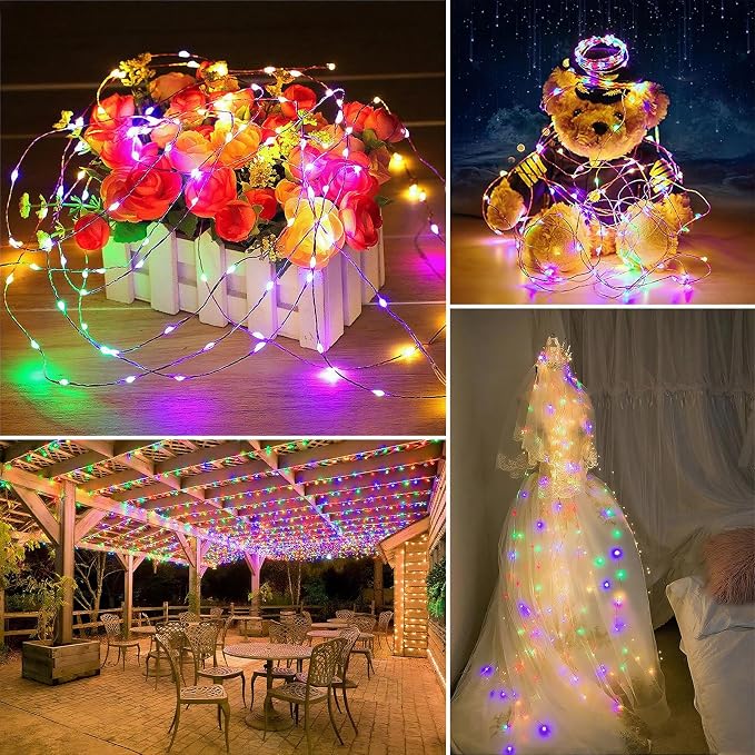 Solar String Lights Outdoor Waterproof 33ft 100LED 8 Modes Twinkle Lights Solar - Image 6