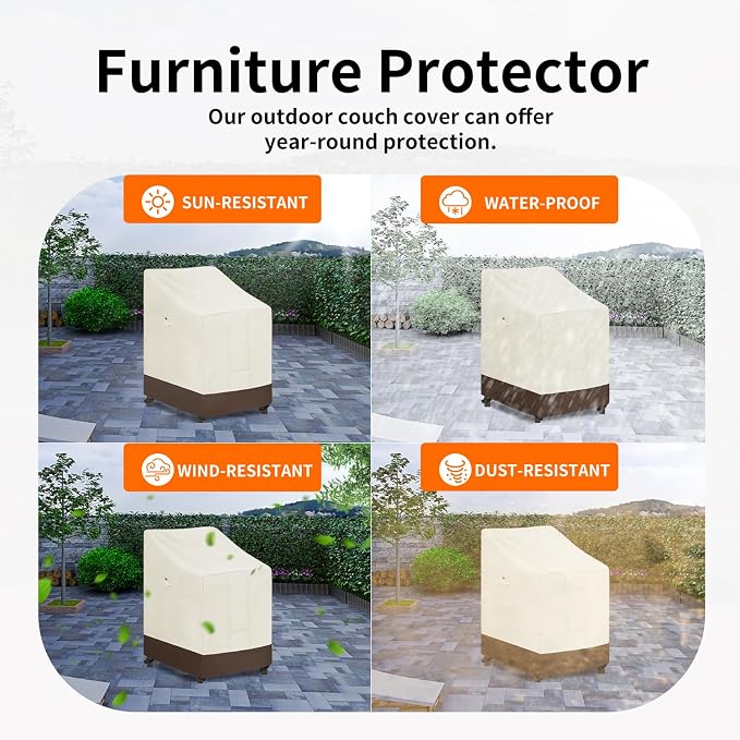 Easy-Going Heavy Duty Outdoor Stackable Chair Cover, Waterproof Patio Chair - Image 5