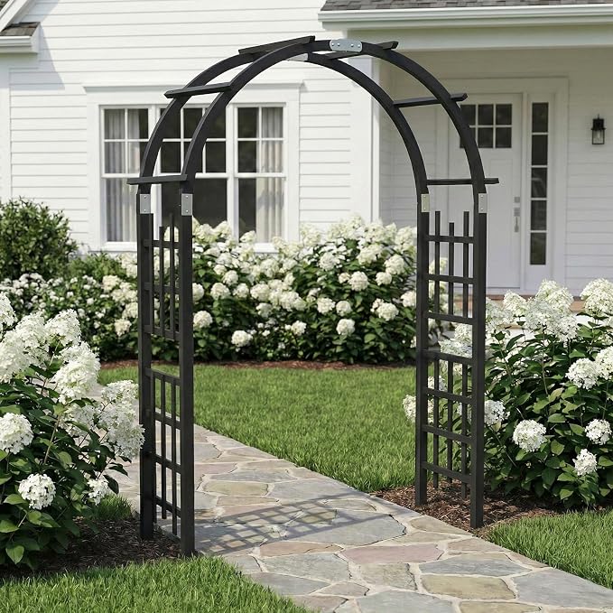 Outvita 7Ft Wooden Garden Arbor Arch, Wood Arbor Trellis, Pergola Archway - Image 6