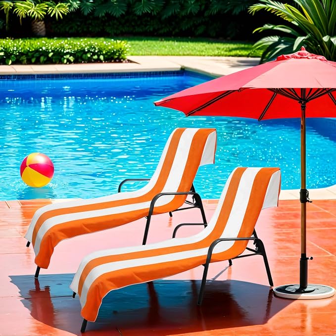 Superior Cabana Cotton Lounge Chair Cover, Outdoor Towel/Chaise Furniture Covers by SUPERIOR