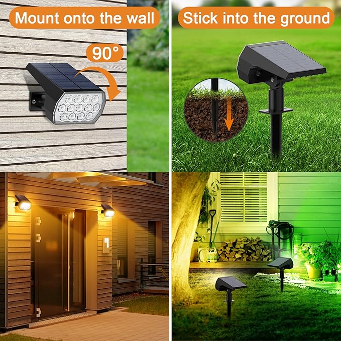 Solar Spot Lights Outdoor Color Changing, Christmas IP65 Waterproof Landscape - Image 6