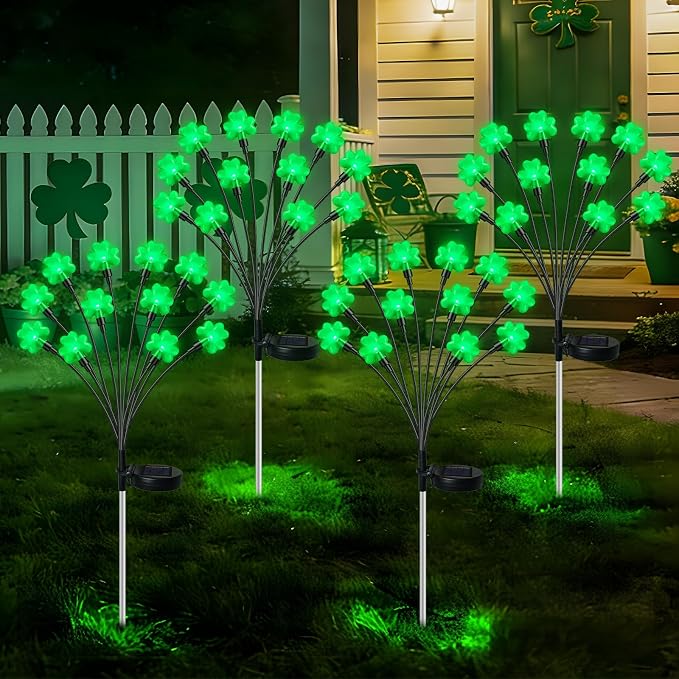 HELESIN St Patricks Day Decorations, 4 Pack St Patricks Day Outdoor Solar Lights by HELESIN