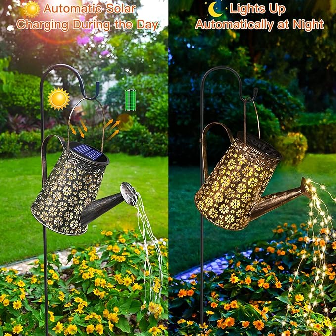 Solar Watering Can with Lights, Solar Outdoor Garden Decor Waterproof Large - Image 3