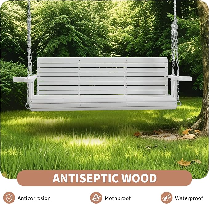 Finnhomy Fir Wooden Hanging Porch Swing Beach - Image 5