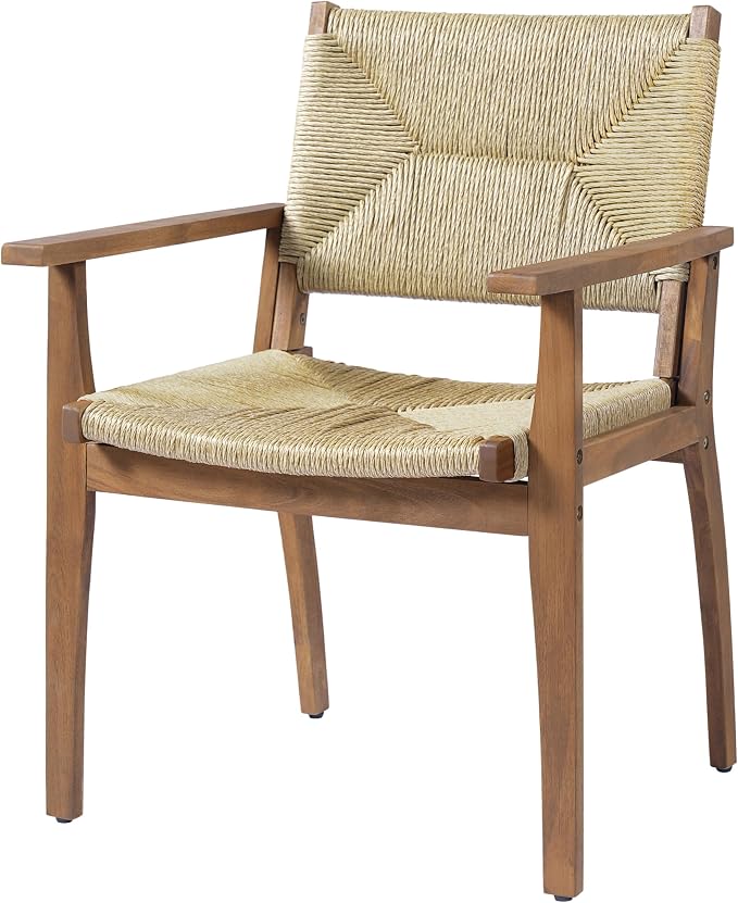 Merax 5-Piece Outdoor Dining Set, 47.24'' Round Acacia Wood Table & 4 Wicker - Image 7