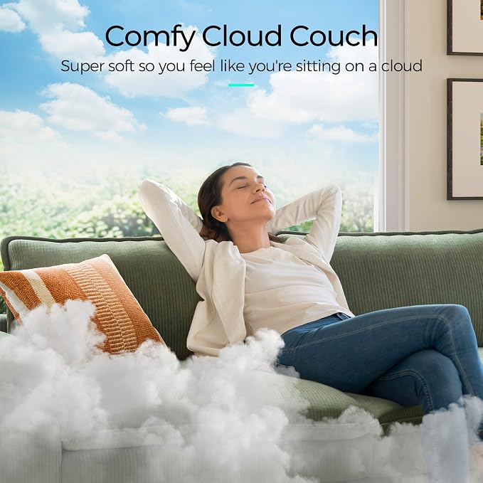 LINSY HOME 123'' Modular Sectional Sofa Green Couch Corduroy Cloud Couches - Image 4