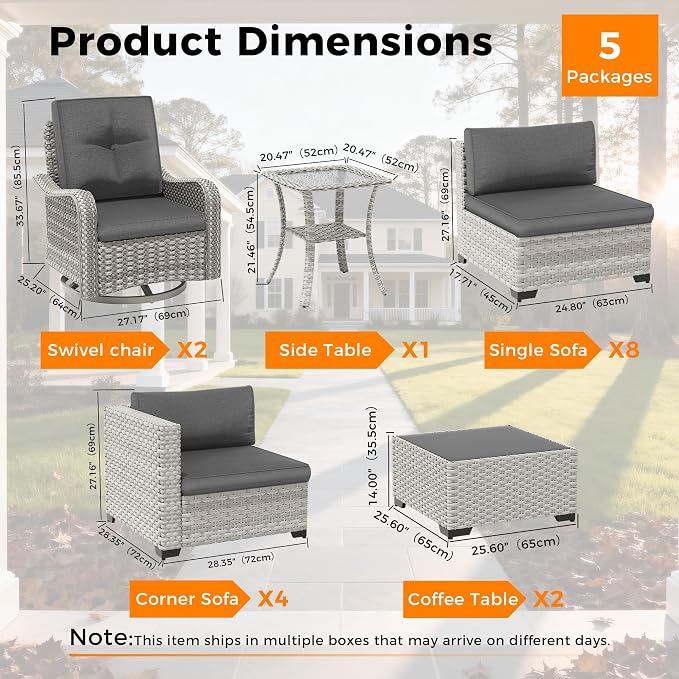 14-Seat Modern Patio Furniture Set - Image 3