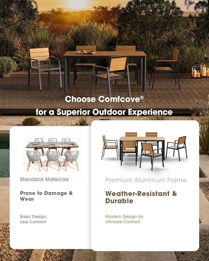 Outdoor Patio Dining Chairs Set of 2, Aluminum & HDPS All-Weather Dining Chairs - Image 5