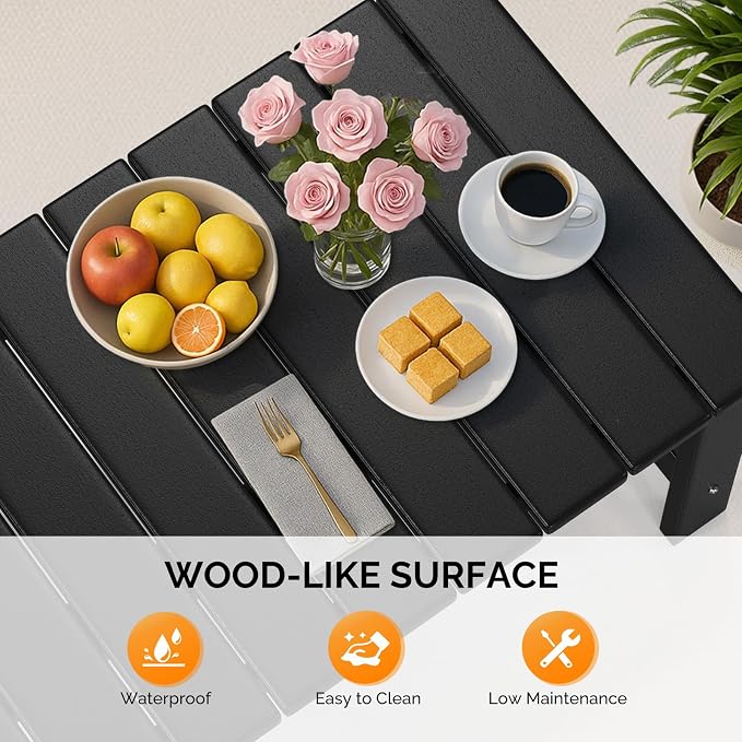 VINGLI Outdoor Coffee Table, HDPE Patio Coffee Table - Image 5