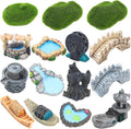 ONEST 15 Pieces Garden Miniature Accessories Mini Bridge Lighthouse Well Pond by OneMiniWorld