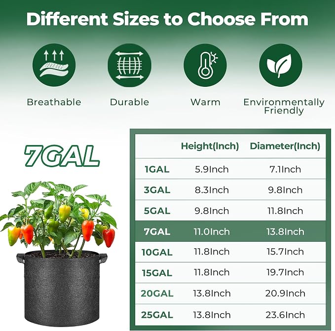 T4U 7 Gallon Grow Bags, Upgrade Grow Bags - Image 2
