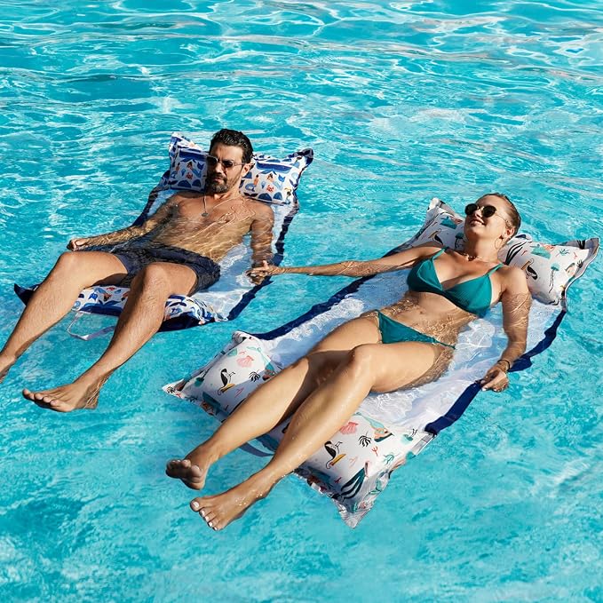 FindUWill 2-Pack Fabric Pool Floats, Inflatable Water Hammocks, XL Large Pool - Image 3