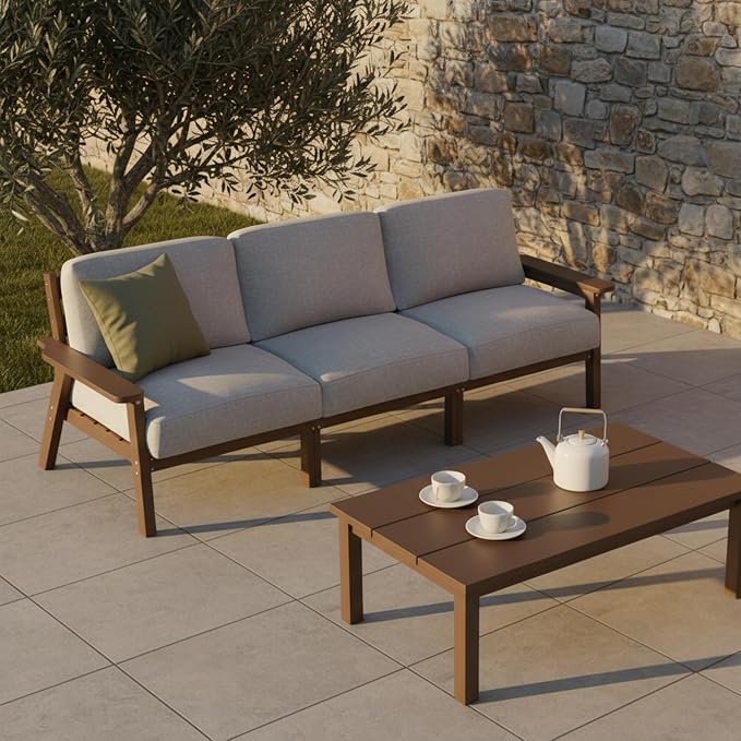 Patio Furniture Set 3 Seats, HDPE Outdoor Sectional by PatioKingdom