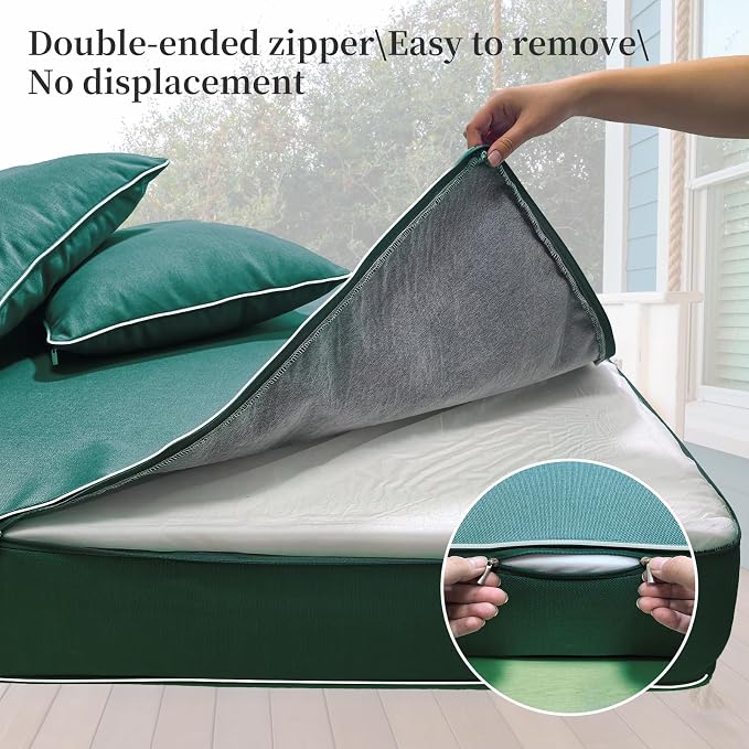 Outdoor Daybed Cushion Cover Twin, Daybed Mattress Bolster Pillow Fitted Sheet - Image 5