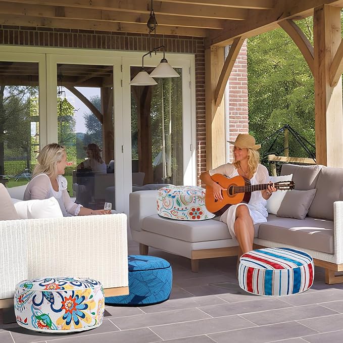 UPWELL Waterproof Inflatable Outdoor Ottoman Pouf, Portable Patio Footrest - Image 5