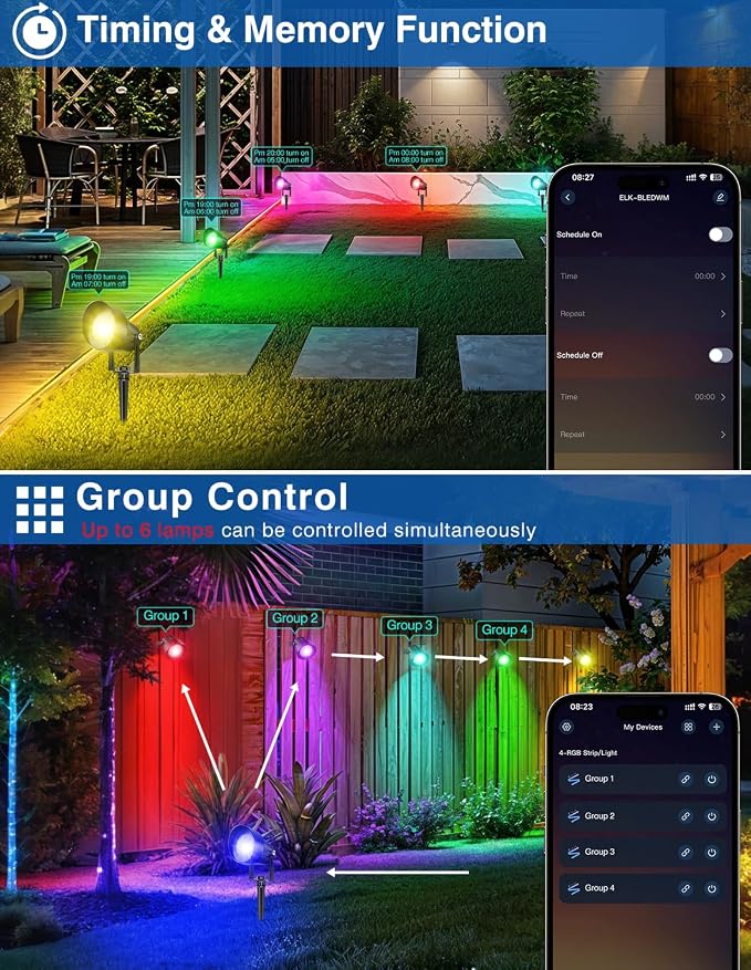 Spot Lights Outdoor, Smart RGBW LED Color Changing Landscape Lighting - Image 6