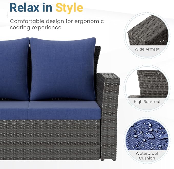 Wisteria Lane All Weather Wicker Patio Couch, 3 Seats Patio Sofa - Image 3