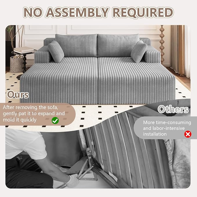 ODUWA Oversized Double Chaise Lounges Indoor, Upholstered Boneless Cloud - Image 7
