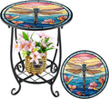 Outdoor Side Table Round Small Mosaic Patio Accent Indoor End Plant Coffee Tea by Cinnvoice