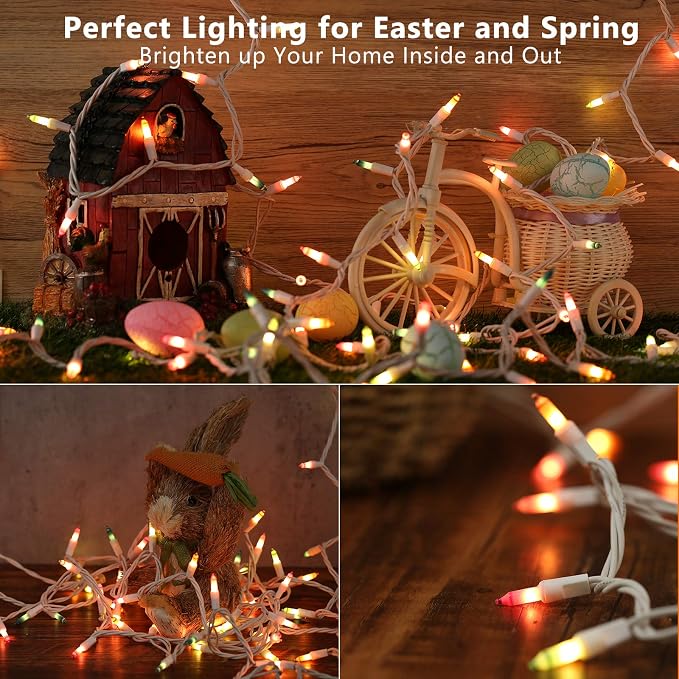 BrizLabs Pastel Easter Lights, 34.8ft 150 Count Pastel Lights Connectable - Image 4