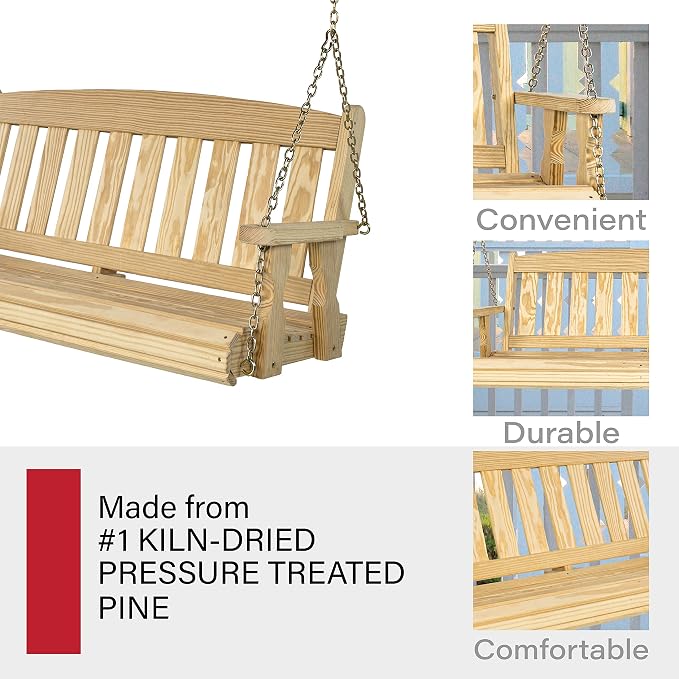 Amish Casual Heavy Duty 800 Lb Mission Treated Porch Swing - Image 5