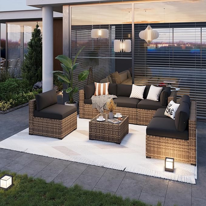 Aoxun Patio Furniture Sets, 7-Piece Outdoor Patio Furniture - Image 2