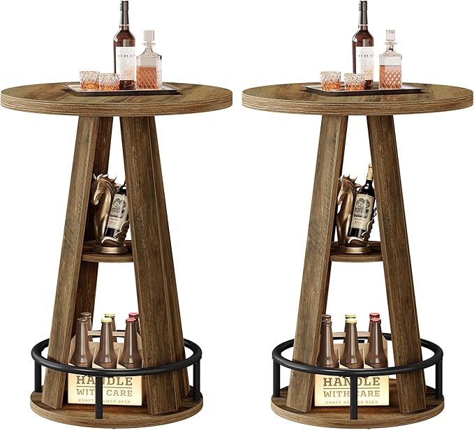 Tribesigns Round Bar Table Set of 2, 39.4" H High Top Bistro Table by Tribesigns