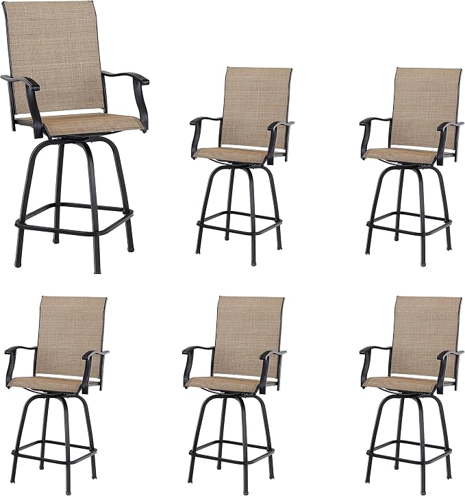 Sophia & William Patio Swivel Bar Stools Set of 6, Bar Height Patio Chair by SophiaWilliam