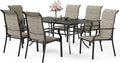 7 Piece Patio Dining Sets for 6, Metal Outdoor Table and Chairs Set by SUNSHINEVALLEY