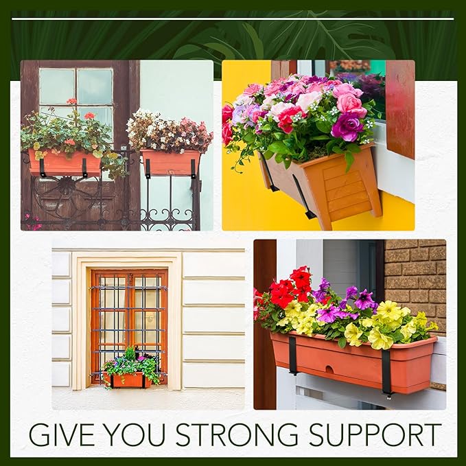 Layhit 10 Pcs Adjustable Planter Box Brackets Universal Heavy Duty Flower Box - Image 4