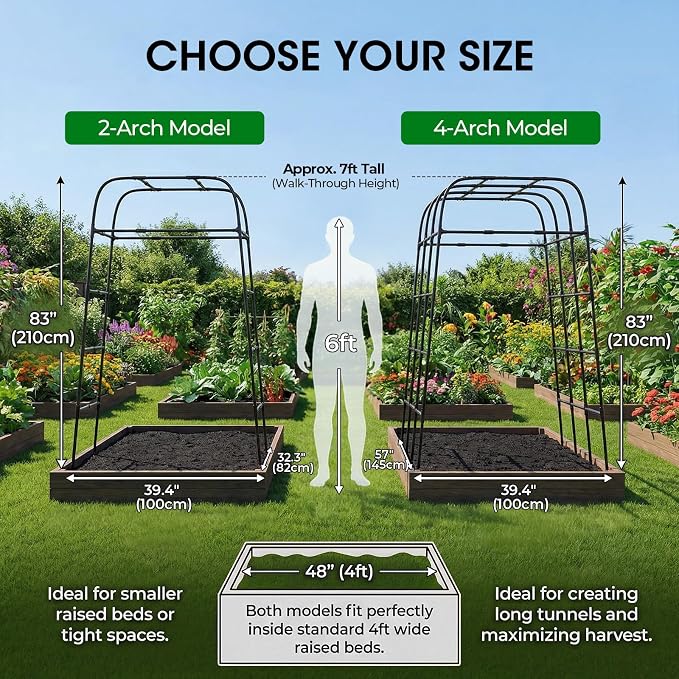 Garden Arch Trellis for Climbing Plants, Metal Cucumber & Tomato Cage, - Image 7