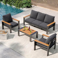 Aoxun Aluminum Outdoor Patio Furniture Set, 5 Seats Outdoor Sectional by Aoxun