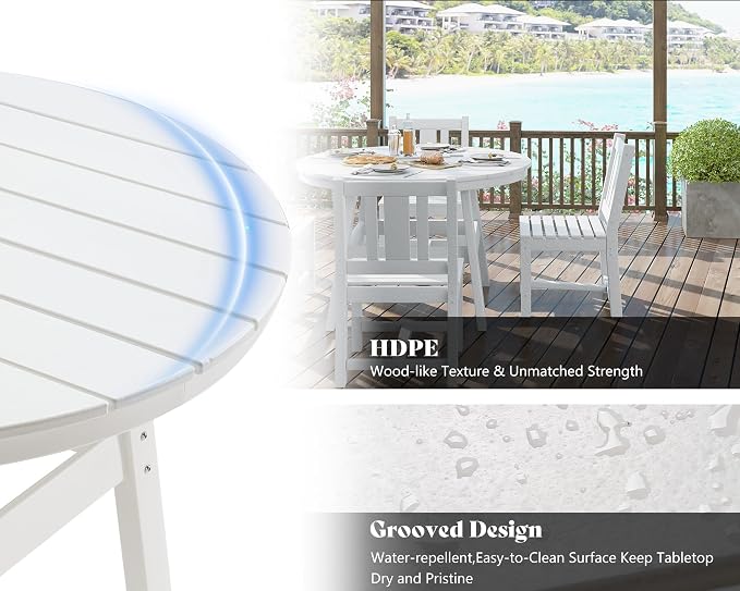 AMERLIFE 5 Piece HDPE Outdoor Dining Table & Chairs Set, All-Weather Patio - Image 5