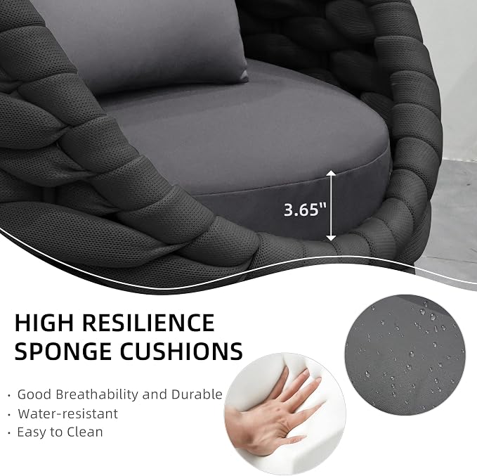 TWT 6 Pieces Patio Sofas All-Weather Rope Balcony Furniture - Image 5