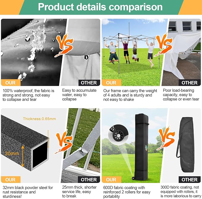 COBIZI 10x10 Pop Up Canopy Tent - Image 4