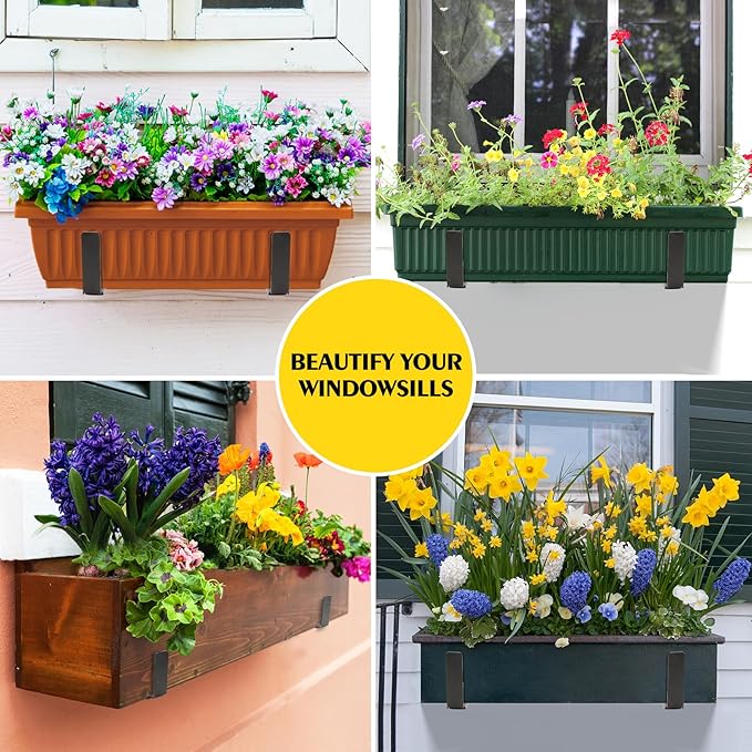 LukLoy Window Planter Box Brackets, 6 Pack Adjustable Heavy Duty Wall Mount - Image 2