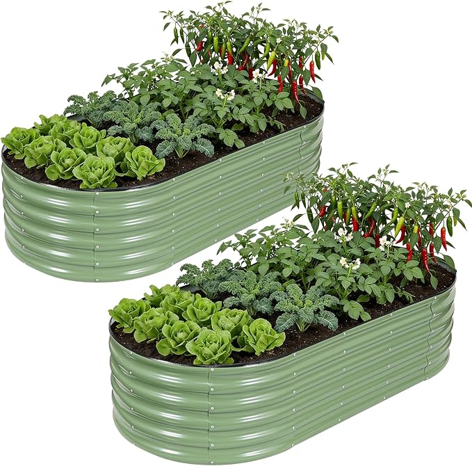 Galvanized Raised Garden Bed Outdoor, Rust-Resistant Garden Planter Box by HEALSTOK