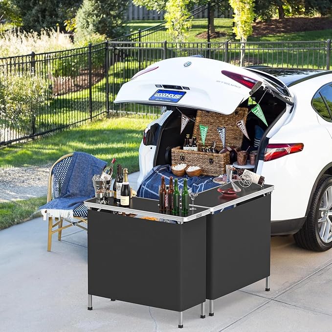 VINGLI 39" Portable Bar Table, 3-Tier Shelves, Mobile Bar Table - Image 7