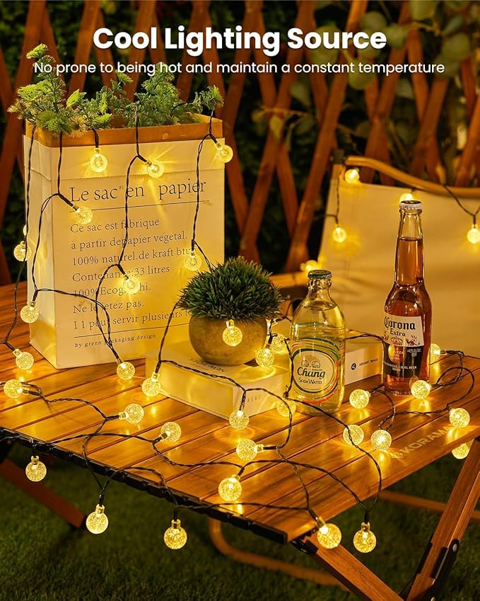 Solar String Lights Outdoor Waterproof, 2 Pack 60 LED 36.5 FT Each, Solar - Image 4