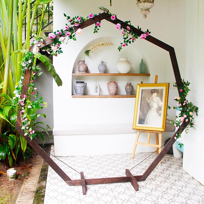 7FT Wedding Arch, Heptagonal Wood Arch - Image 9