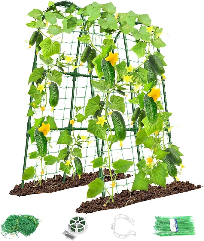 Cucumber Trellis for Raised Bed, U-Shape Garden Trellis for Climbing Plants by MYMULIKEHOME