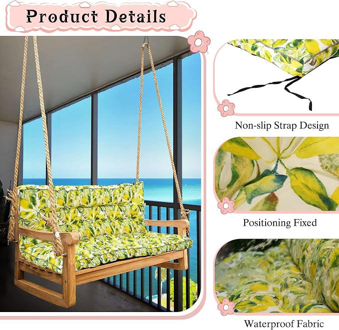 2-3 Seat Swing Replacement Cushion, Outdoor Bench Cushions - Image 5