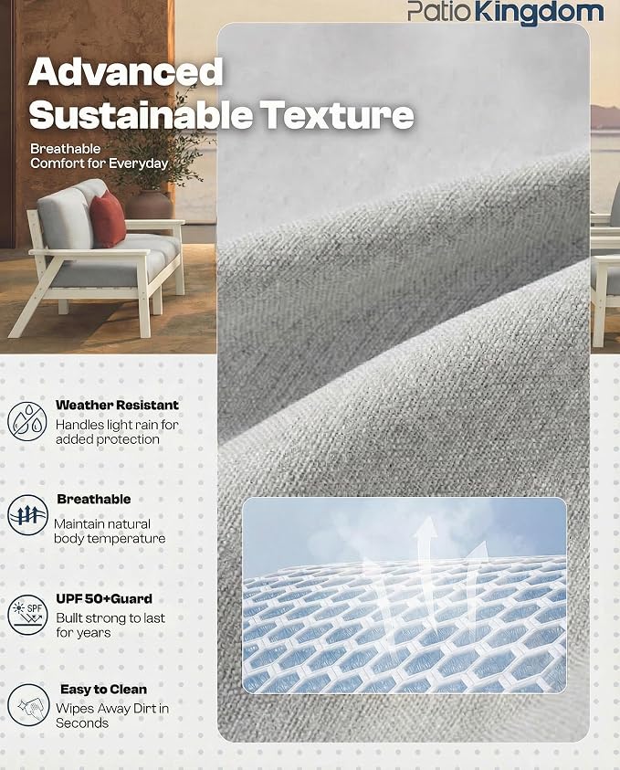Patio Furniture Set with Washable Thick Gray Cushions, HDPE Outdoor Couch - Image 9