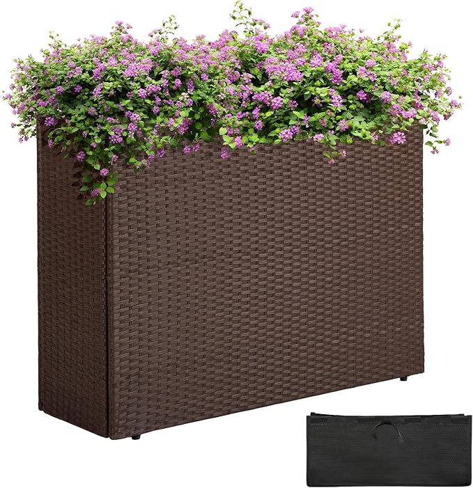 IDZO All Weather Wicker Planter Raised Garden Bed, 24 in Tall Round Rattan by Idzo