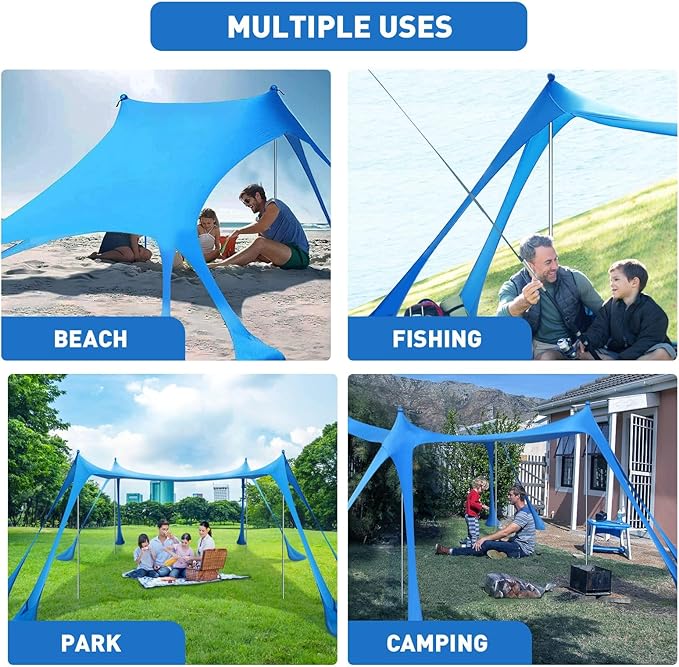 Beach Tent Sun Shelter 10x10ft Beach Canopy Easy Pop Up Sun Shade Portable - Image 6