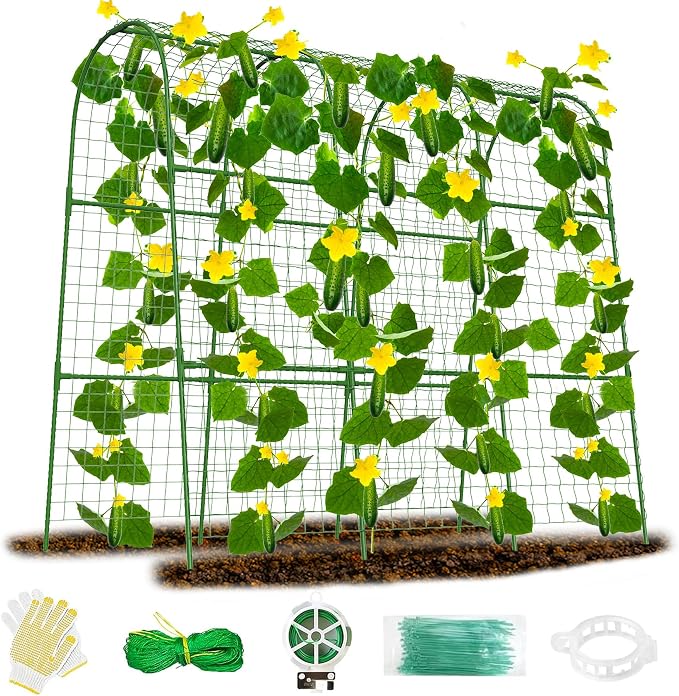 Cucumber Trellis for Raised Bed 48" L x 48" H U-Shape Garden Trellis for by Erinaik